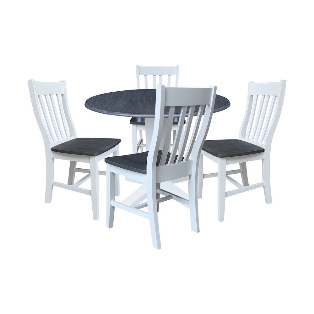 42" Round Drop Leaf Table with Four Dining Chairs. Picture 1