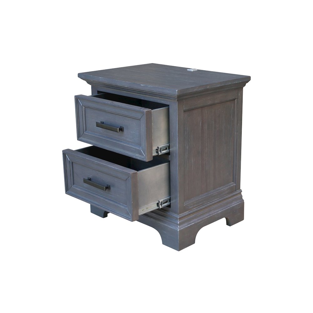 2-Drawer Nightstand with USB Charging Port, Modern Heather Gray Bedside Table. Picture 8