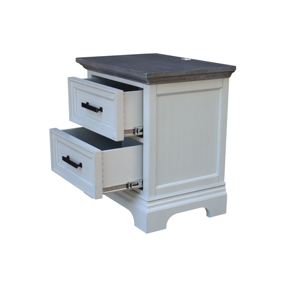 2-Drawer Nightstand with USB Charging, Mist & Heather Gray Bedside Table. Picture 7