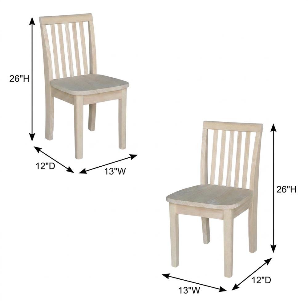Solid Wood Dining Chairs, Mission-Style Juvenile Unfinished Hardwood Set. Picture 5
