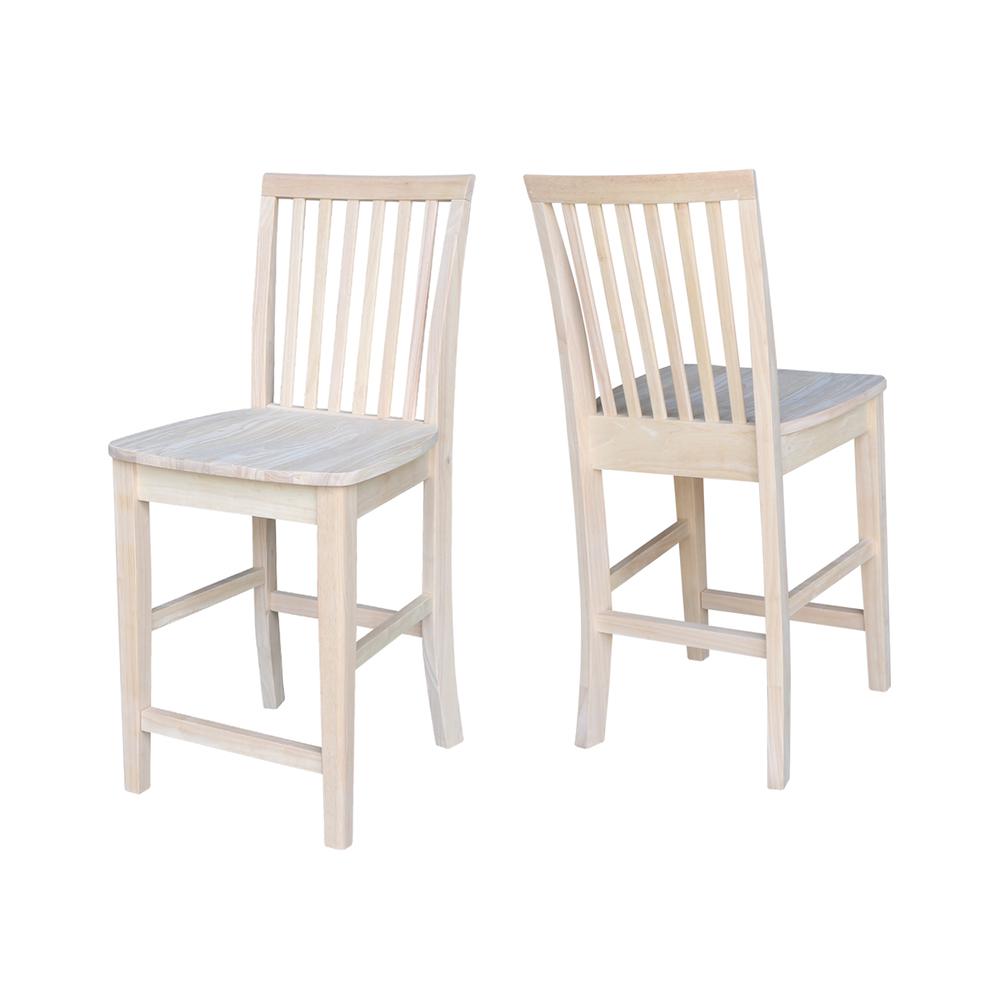 Mission Counter height Stool - 24" Seat Height , Unfinished. Picture 2
