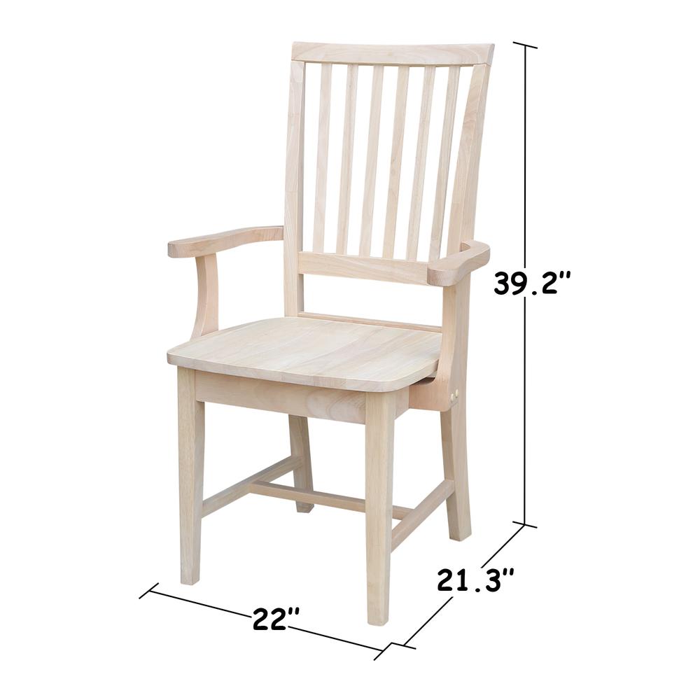 Mission Side Chair With Arms, Unfinished. Picture 2