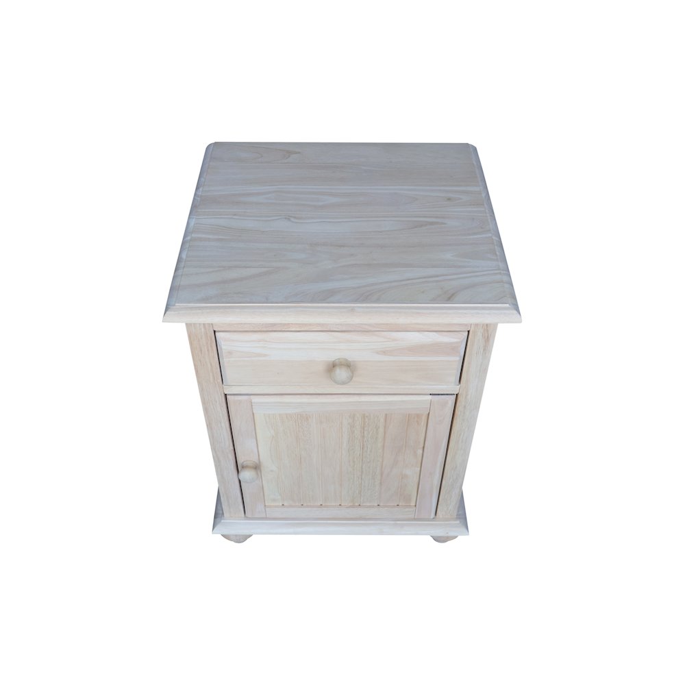 Solid Wood Nightstand with Storage Cabinet, Ready to Finish Bedside Table. Picture 10