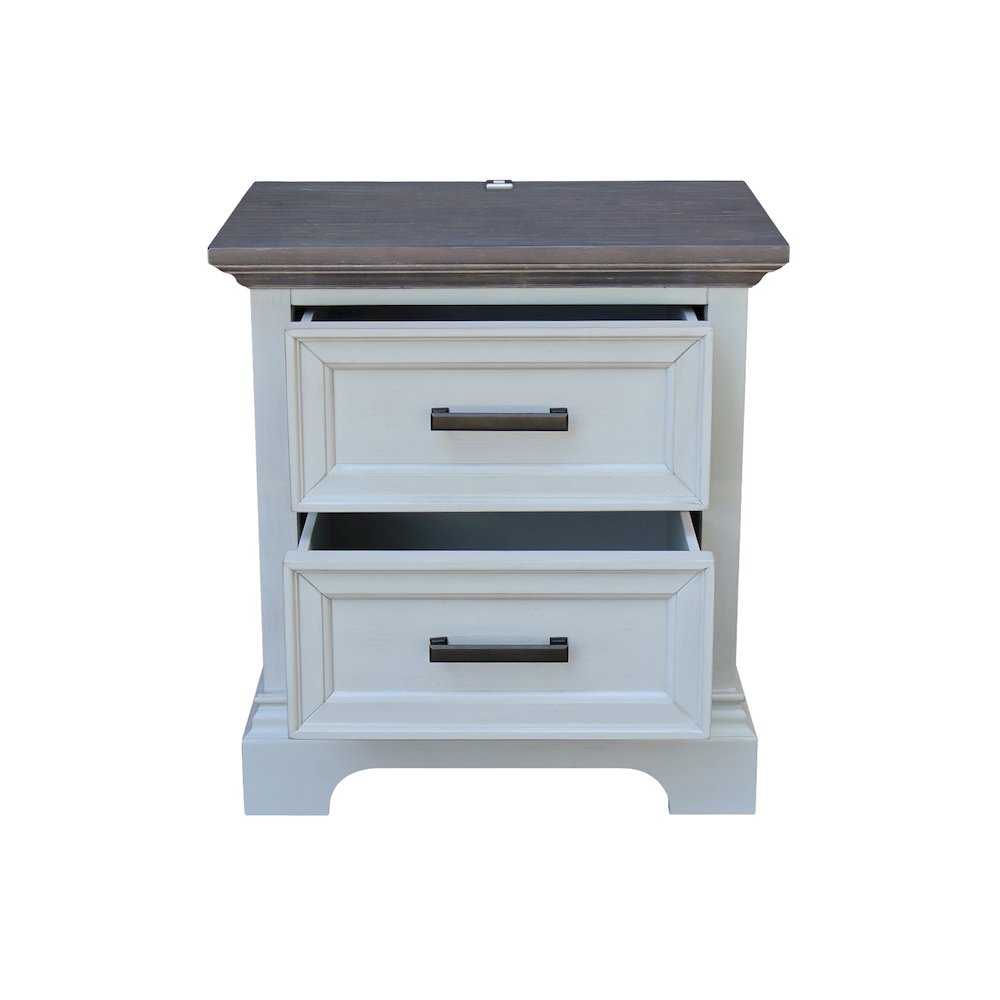 2-Drawer Nightstand with USB Charging, Mist & Heather Gray Bedside Table. Picture 9