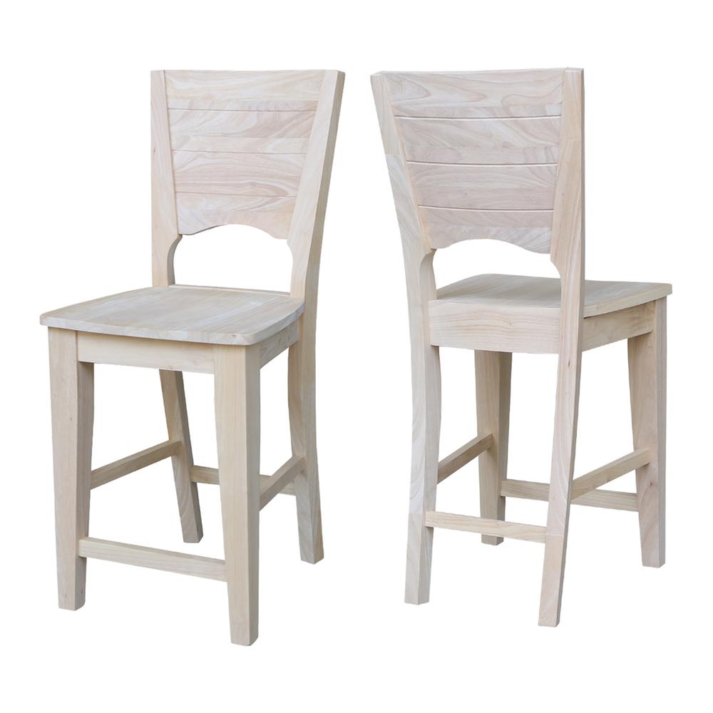 Canyon Collection Solid Back Counter height Stool - 24" Seat Height, Unfinished. Picture 8