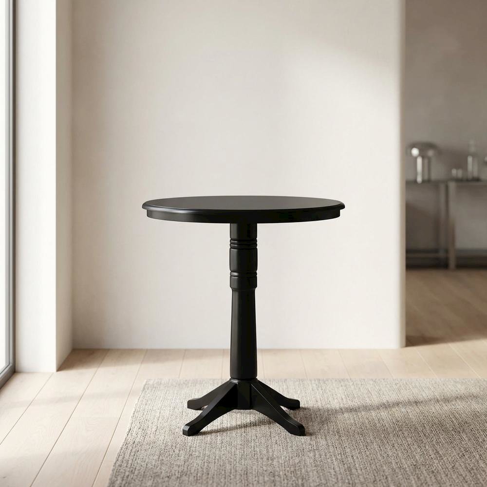 Black 36-Inch Round Pedestal Table with Sturdy Design and Elegant Finish. Picture 7