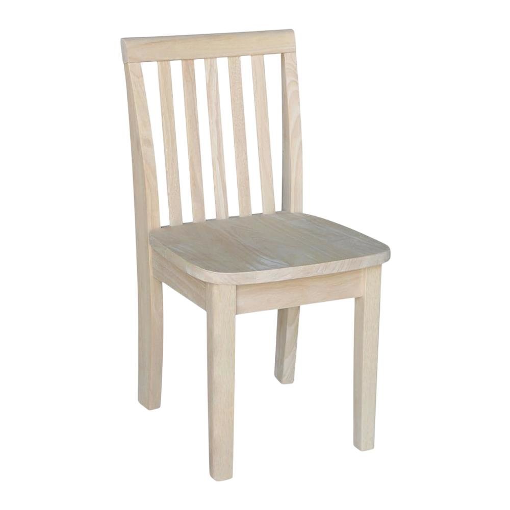 Solid Wood Dining Chairs, Mission-Style Juvenile Unfinished Hardwood Set. Picture 3