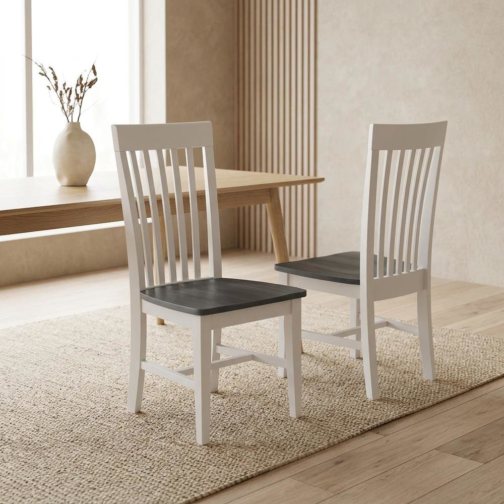 Solid Wood Dining Chairs with Tall Mission-Style Back for Kitchen Table. Picture 4