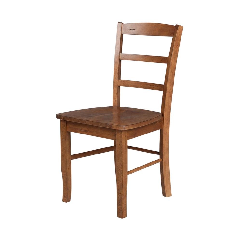 Distressed-Finish Solid Wood Ladderback Farmhouse Dining Chairs, Set of 2. Picture 3