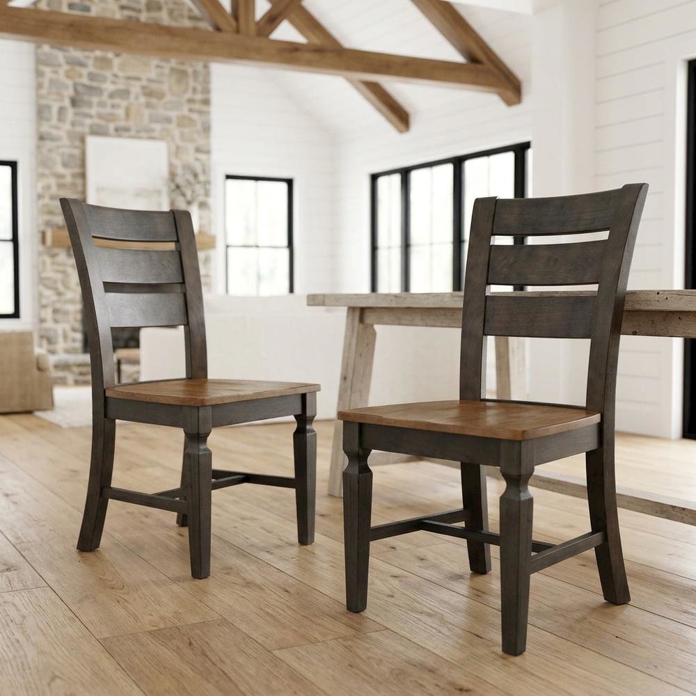 Solid Wood Ladderback Farmhouse Dining Chairs for Dining Room, Set of 2. Picture 4