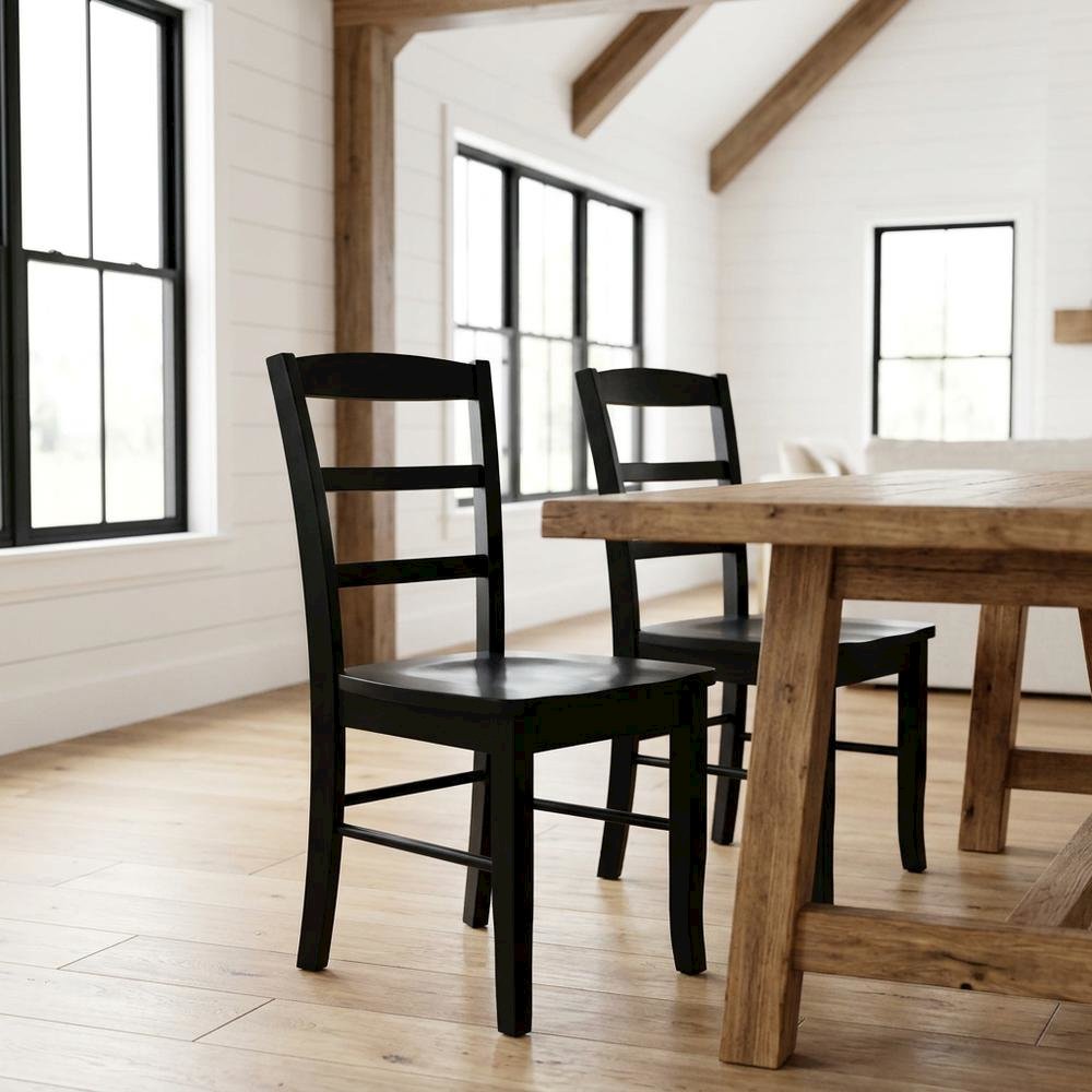 Solid Wood Ladderback Dining Chairs for Kitchen and Dining Room, Set of 2. Picture 4