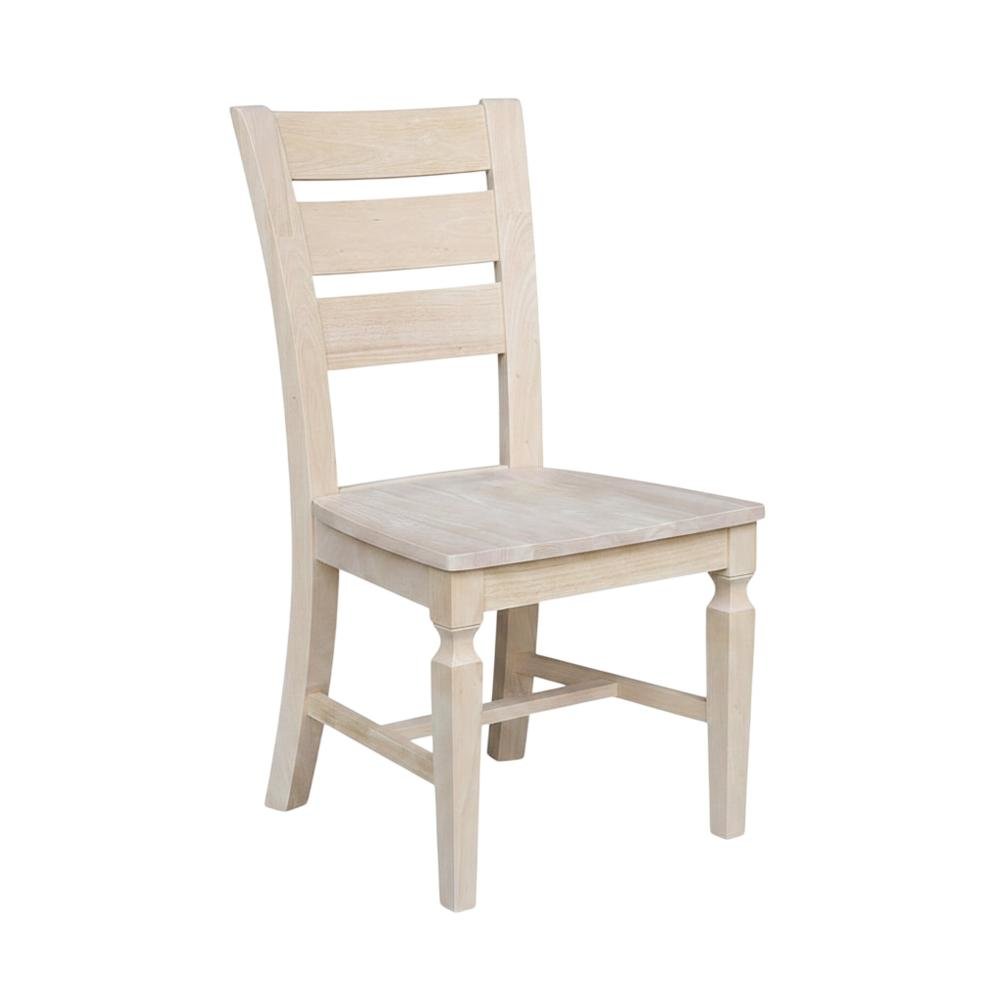 Solid Hardwood Ladder-Back Dining Chairs, Unfinished, Set of 2. Picture 3