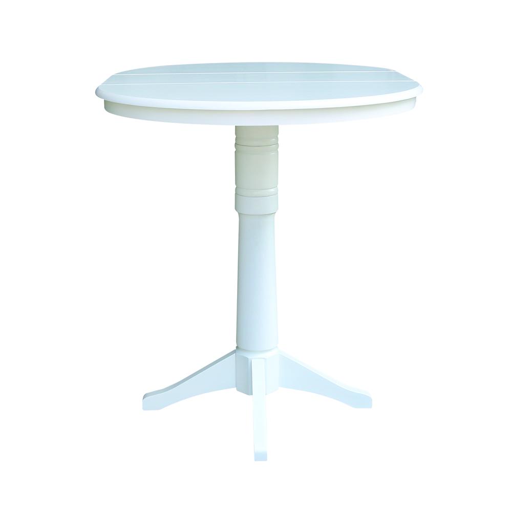 36" Round Top Pedestal Table With 12" Leaf - 34.9"H - Dining or Counter Height, White. Picture 11