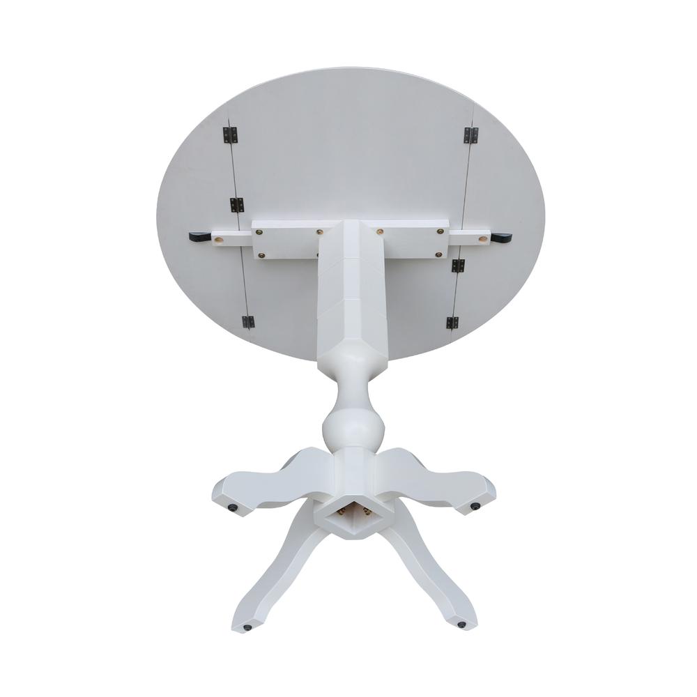 42 In Round dual drop Leaf Pedestal Table - 29.5 "H, White. Picture 33