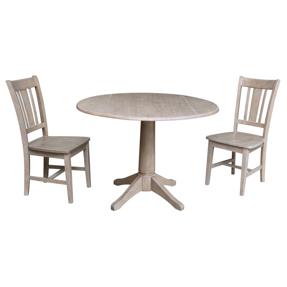 42" Round Top Pedestal Table with 2 Chairs. Picture 3