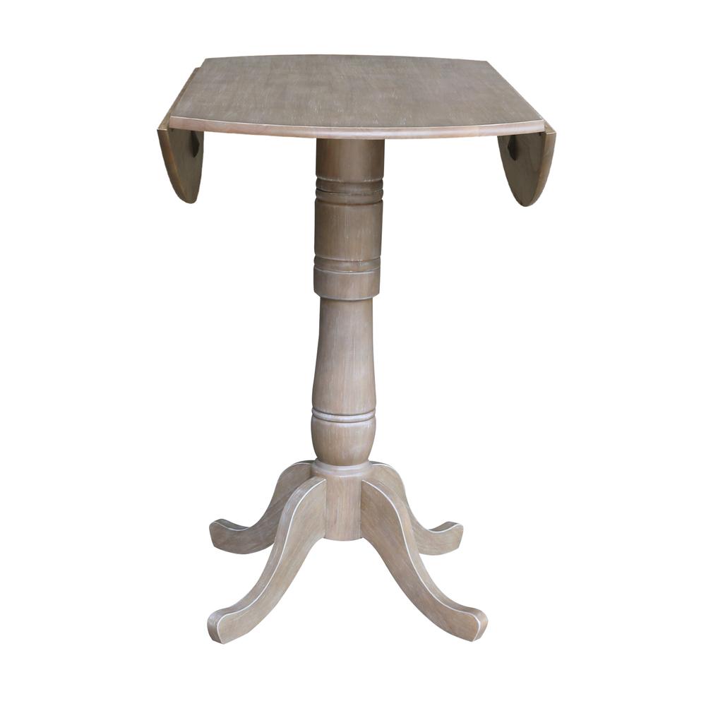 42" Round Dual Drop Leaf Pedestal Table - 41.5"H. Picture 6