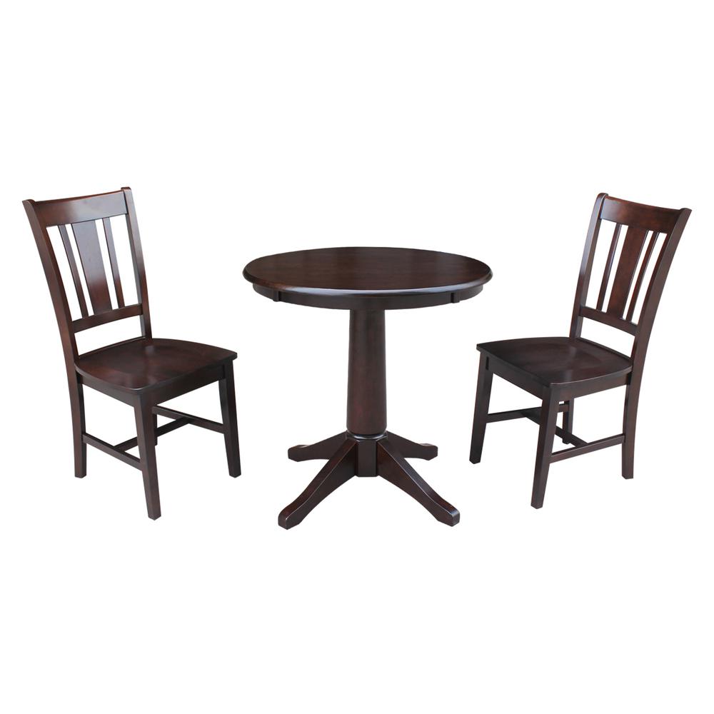 30" Round Top Pedestal Table - With 2 San Remo Chairs. Picture 1