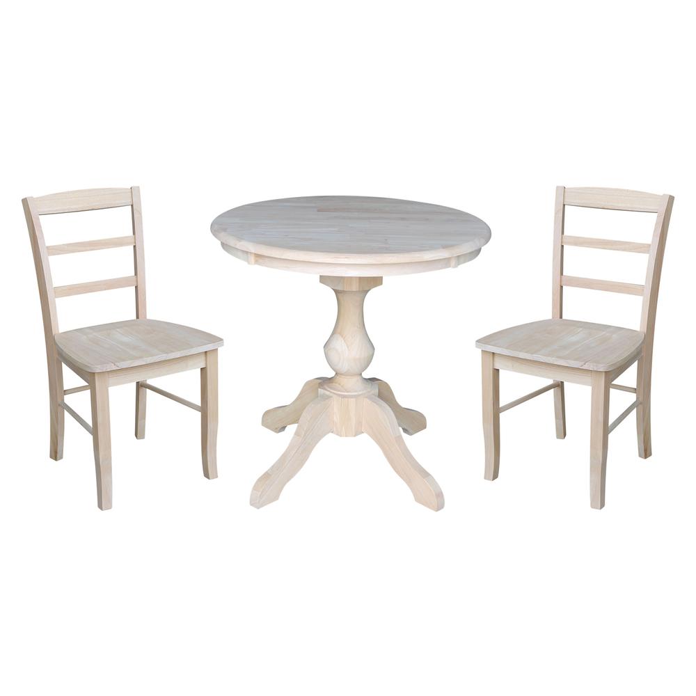 30" Round Top Pedestal Table - With 2 Madrid Chairs. Picture 1