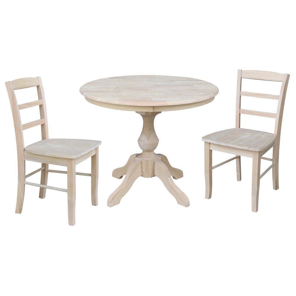 36" Round Top Pedestal Table - With 2 Madrid Chairs. Picture 1