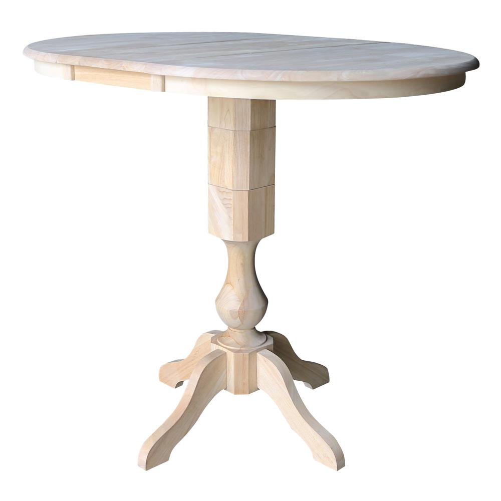 36" Round Top Pedestal Table With 12" Leaf - 40.9"H - Dining, Counter, or Bar Height, Unfinished. Picture 7