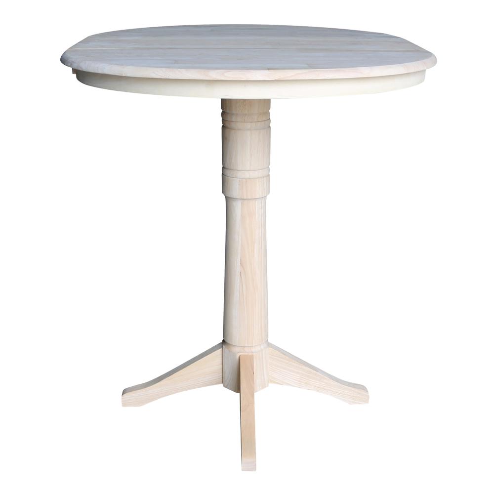36" Round Top Pedestal Table With 12" Leaf - 34.9"H - Dining or Counter Height, Unfinished. Picture 6