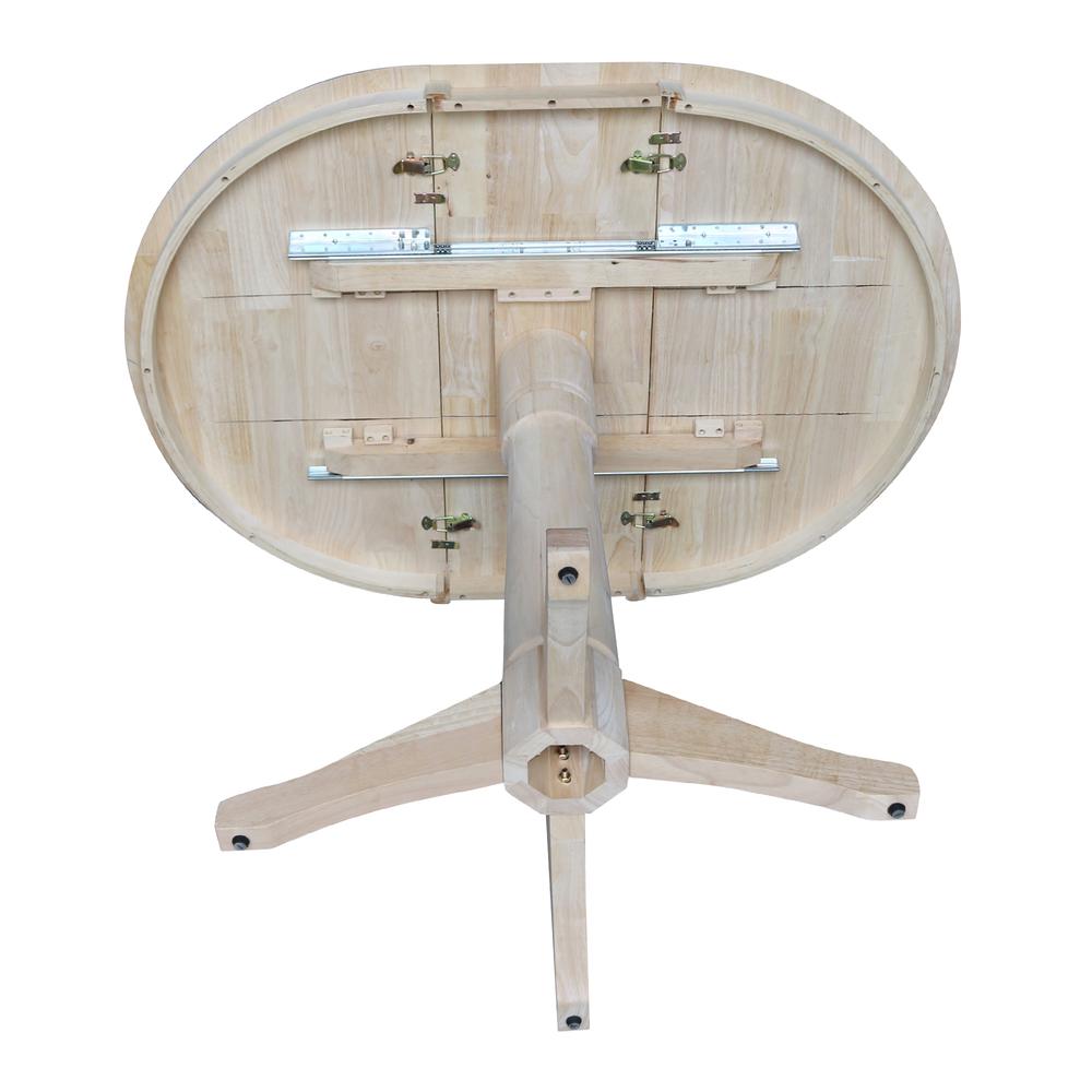 36" Round Top Pedestal Table With 12" Leaf - 34.9"H - Dining or Counter Height, Unfinished. Picture 2