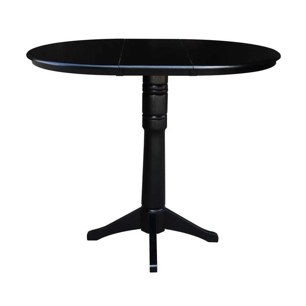 36" Round Top Pedestal Table With 12" Leaf - 34.9"H - Dining or Counter Height, Black. Picture 7