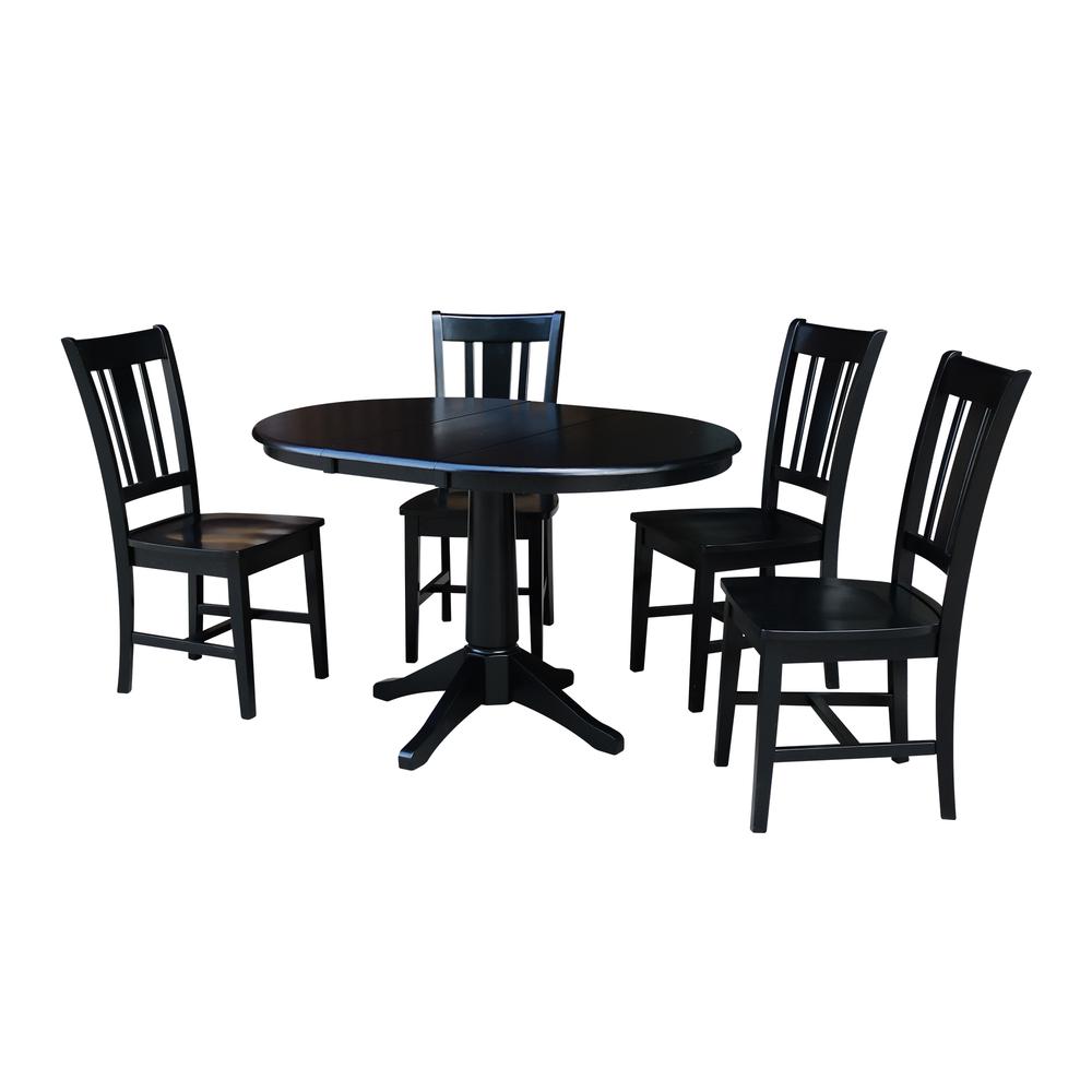 36" Round Extension Dining Table With 2 San Remo Chairs, Black. Picture 1