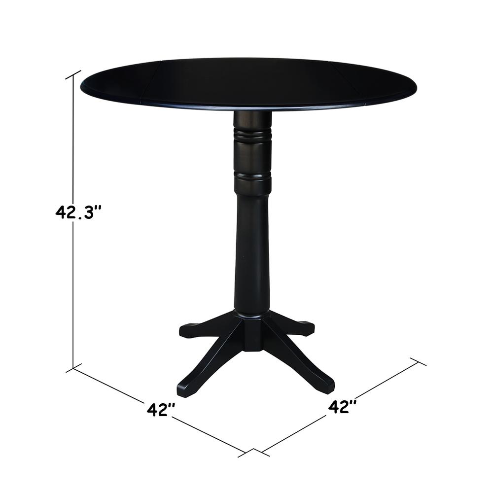 42" Round Dual Drop Leaf Pedestal Table,  42.3"H. Picture 1