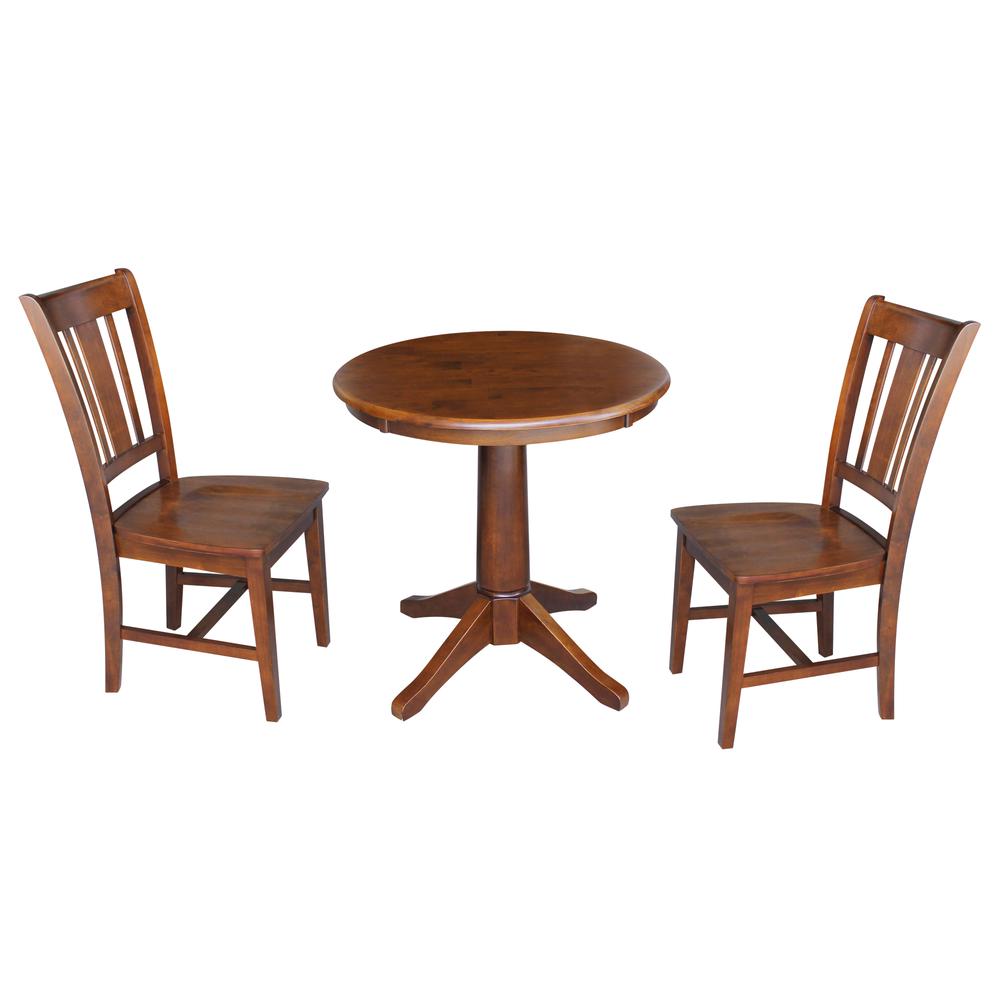30" Round Top Pedestal Table With 2 Chairs. Picture 1