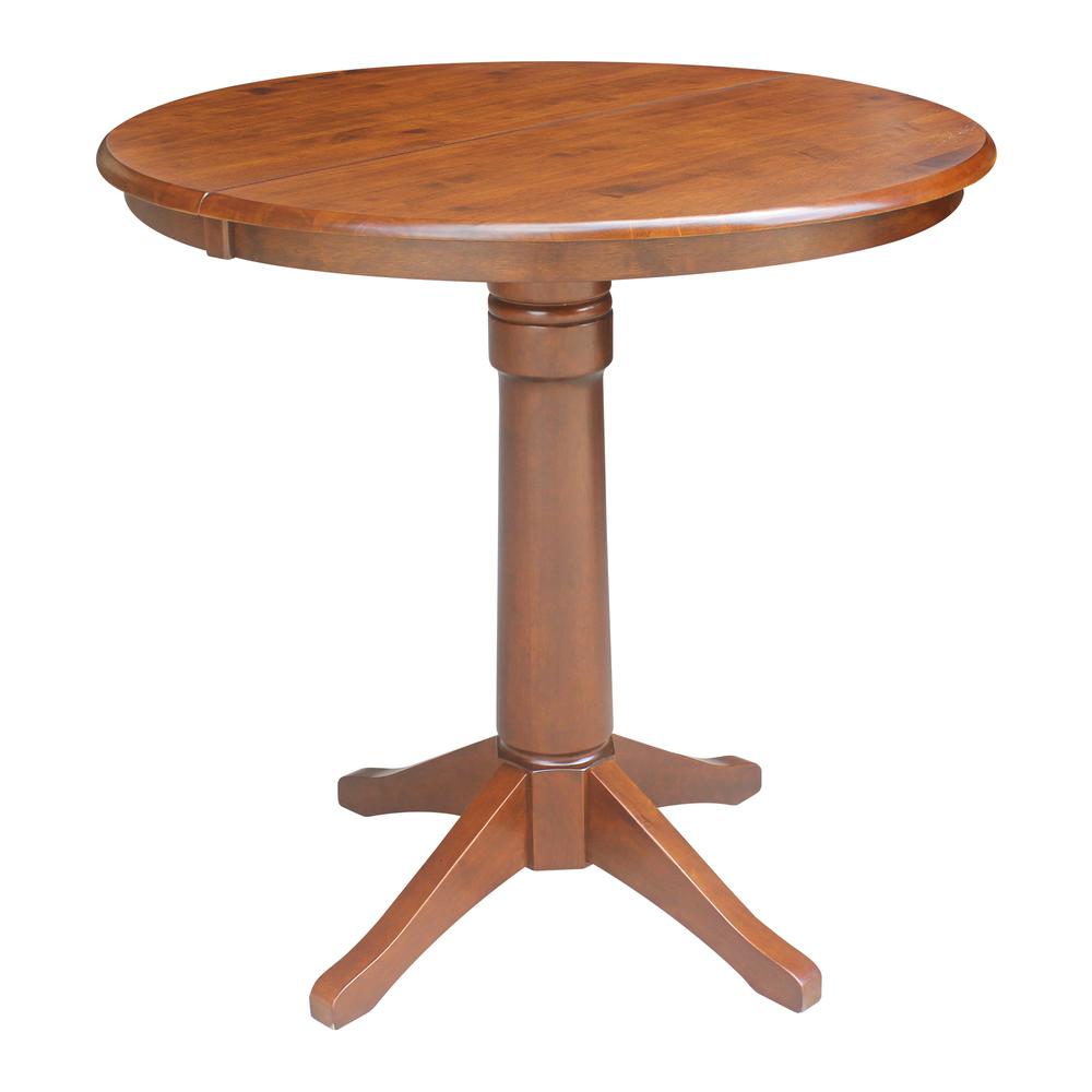 36" Round Top Pedestal Table With 12" Leaf - 34.9"H - Dining or Counter Height, Espresso. Picture 16