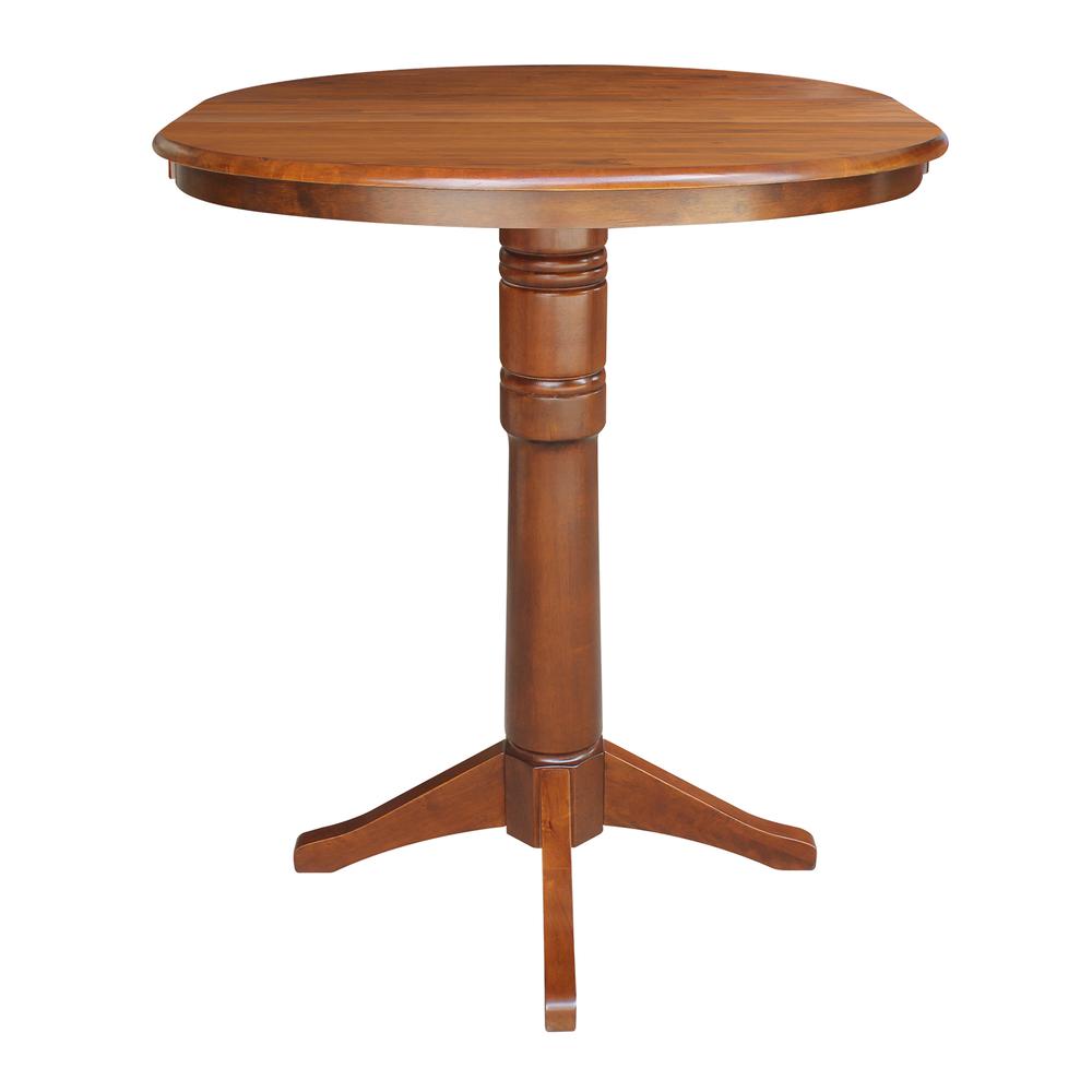 36" Round Top Pedestal Table With 12" Leaf - 34.9"H - Dining or Counter Height, Espresso. Picture 11