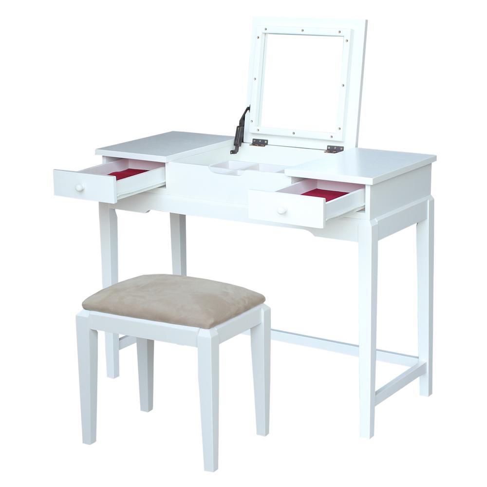 Vanity Table With Vanity Bench, Snow White. Picture 3
