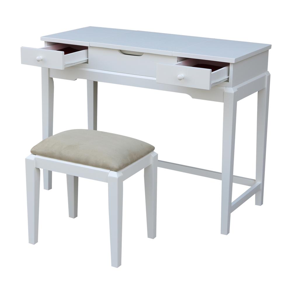 Vanity Table With Vanity Bench, Snow White. Picture 1