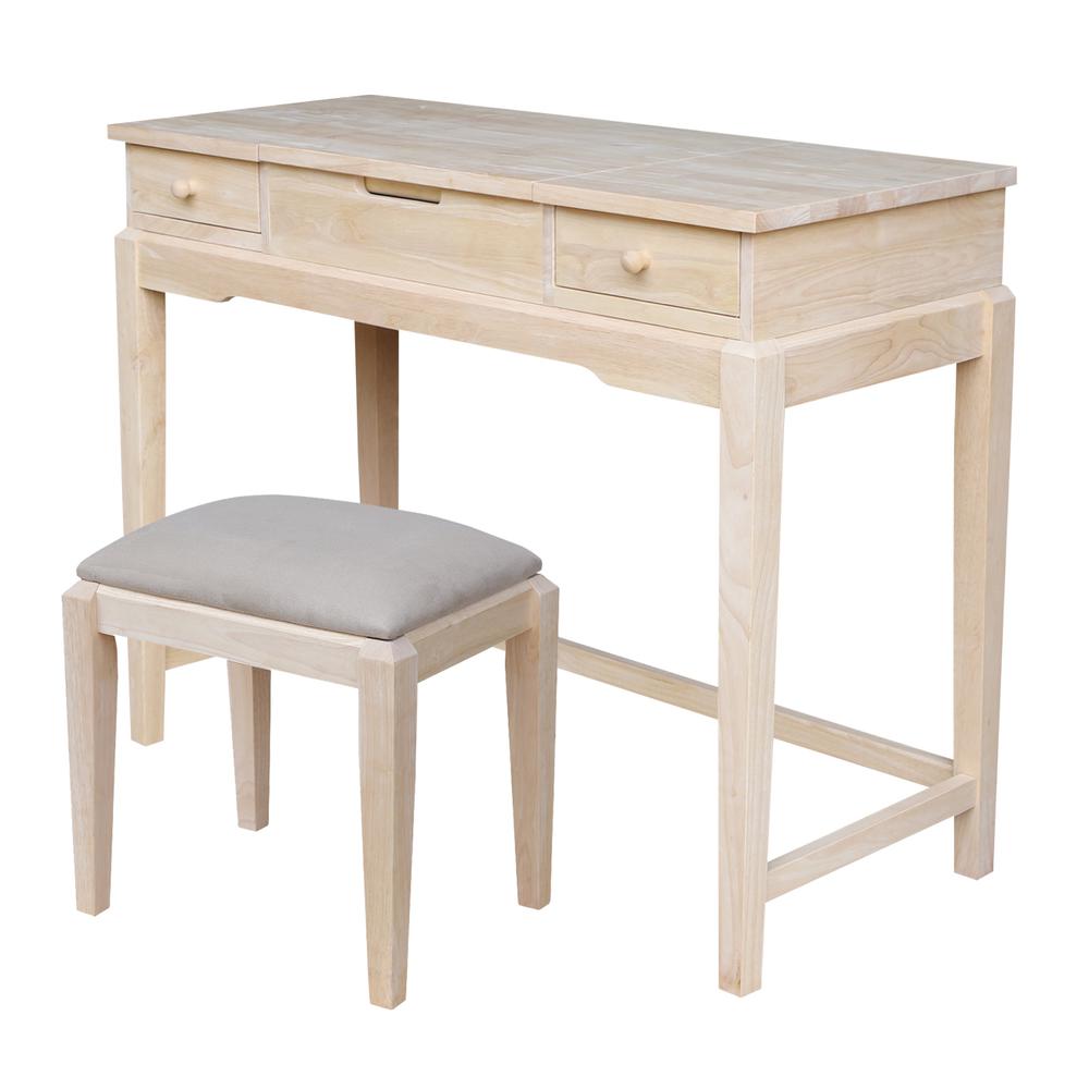 Vanity Table With Vanity Bench, Unfinished. Picture 2