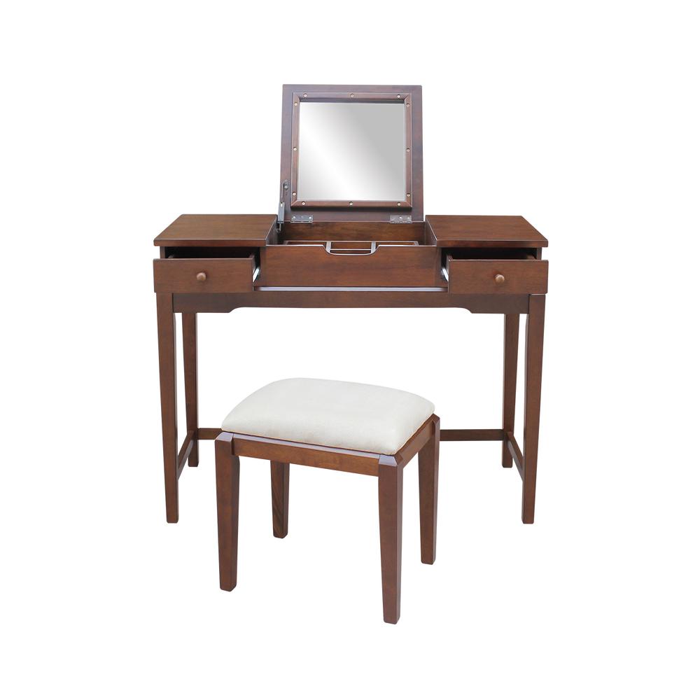Vanity Table With Vanity Bench, Espresso. Picture 1