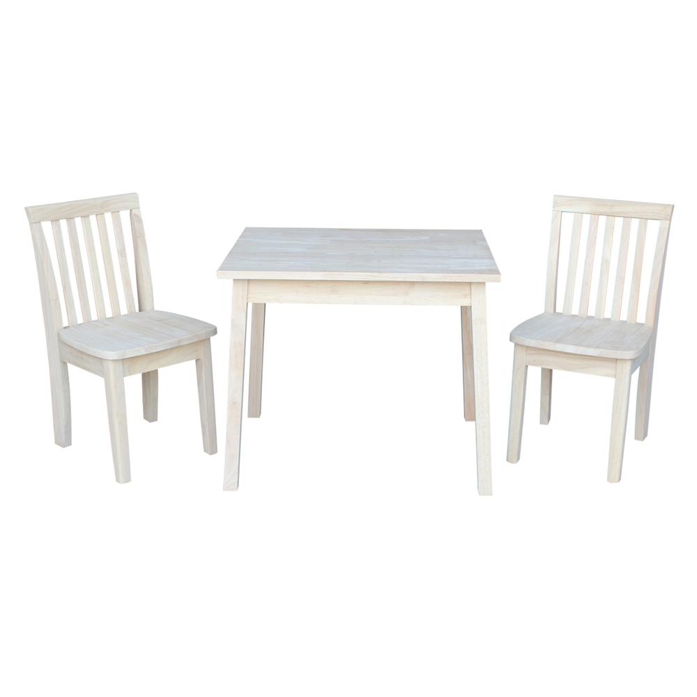 Table With 2 Mission Juvenile Chairs, Unfinished. Picture 1
