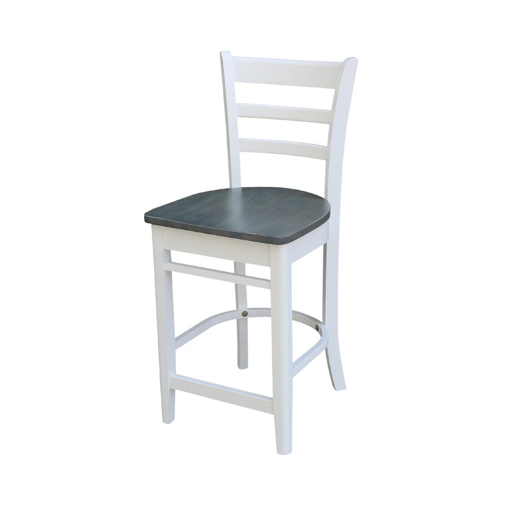 Emily Counterheight Stool - 24" Seat Height, White/Heather Gray. Picture 1