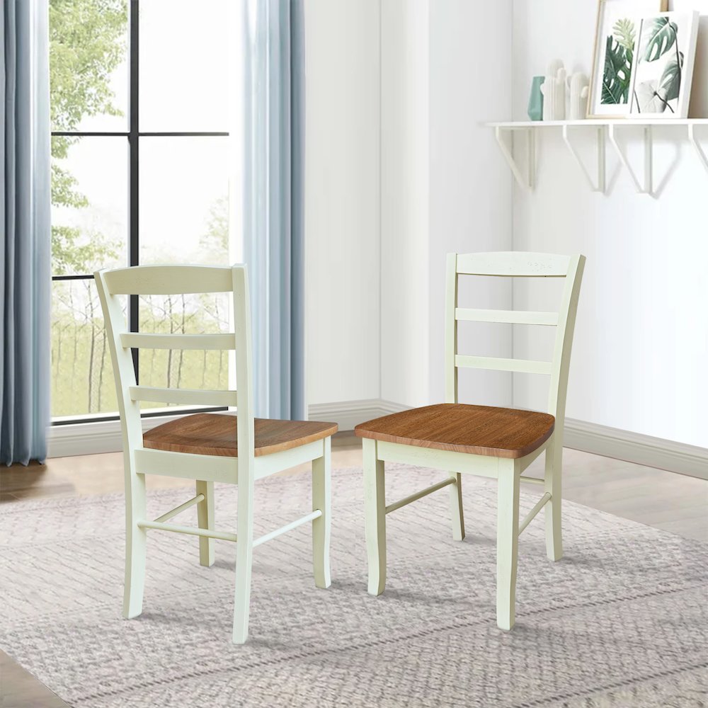 Set of Two Madrid Ladderback Dining Chairs, Hickory/Shell. Picture 8