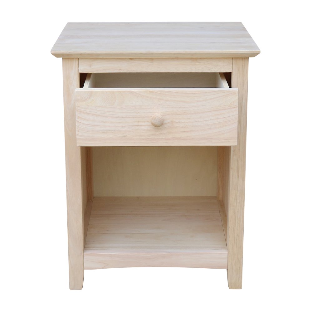 Solid Wood 1-Drawer Nightstand, Unfinished Ready to Finish Bedside Table. Picture 8