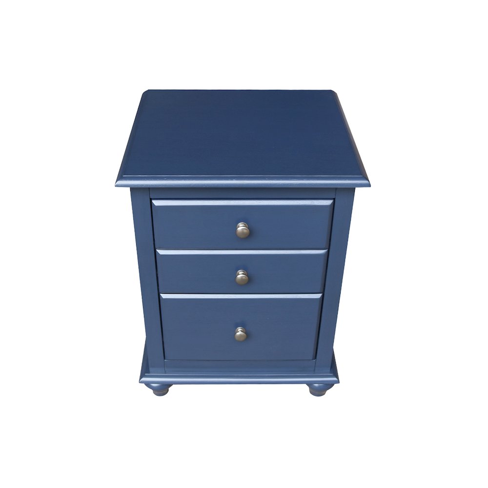 3-Drawer Nightstand, Modern Denim Blue Bedside Table with Tiered Storage. Picture 11