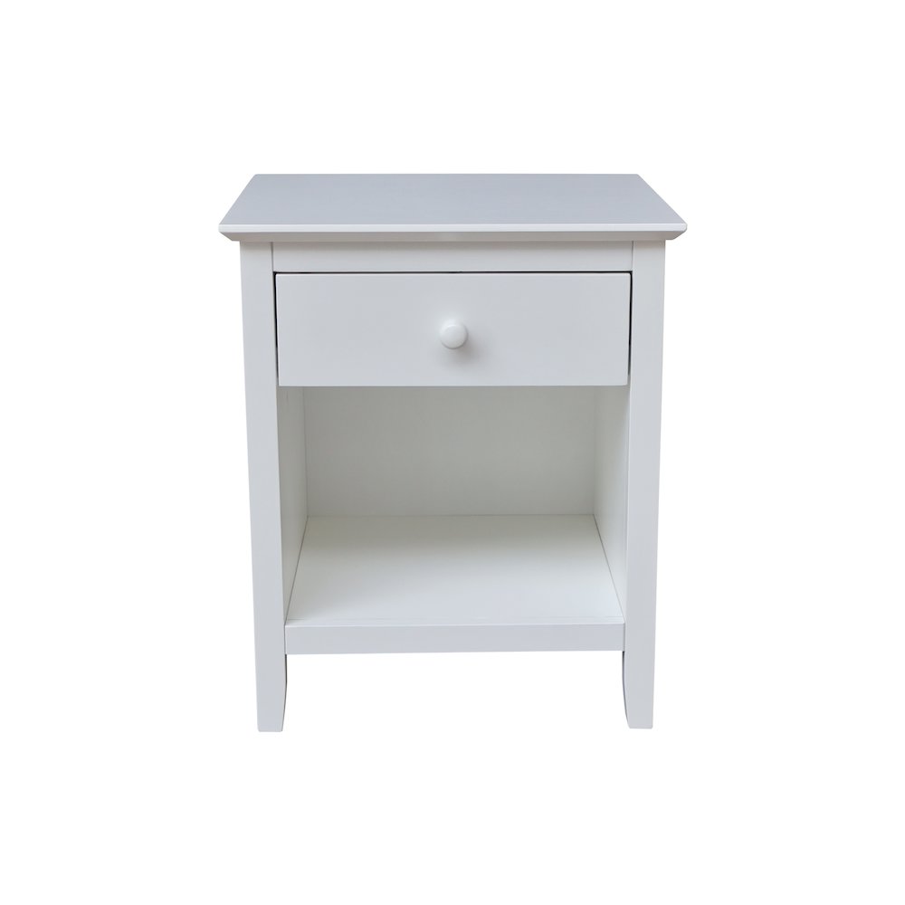 Solid Wood Nightstand with 1 Drawer, White. Picture 2