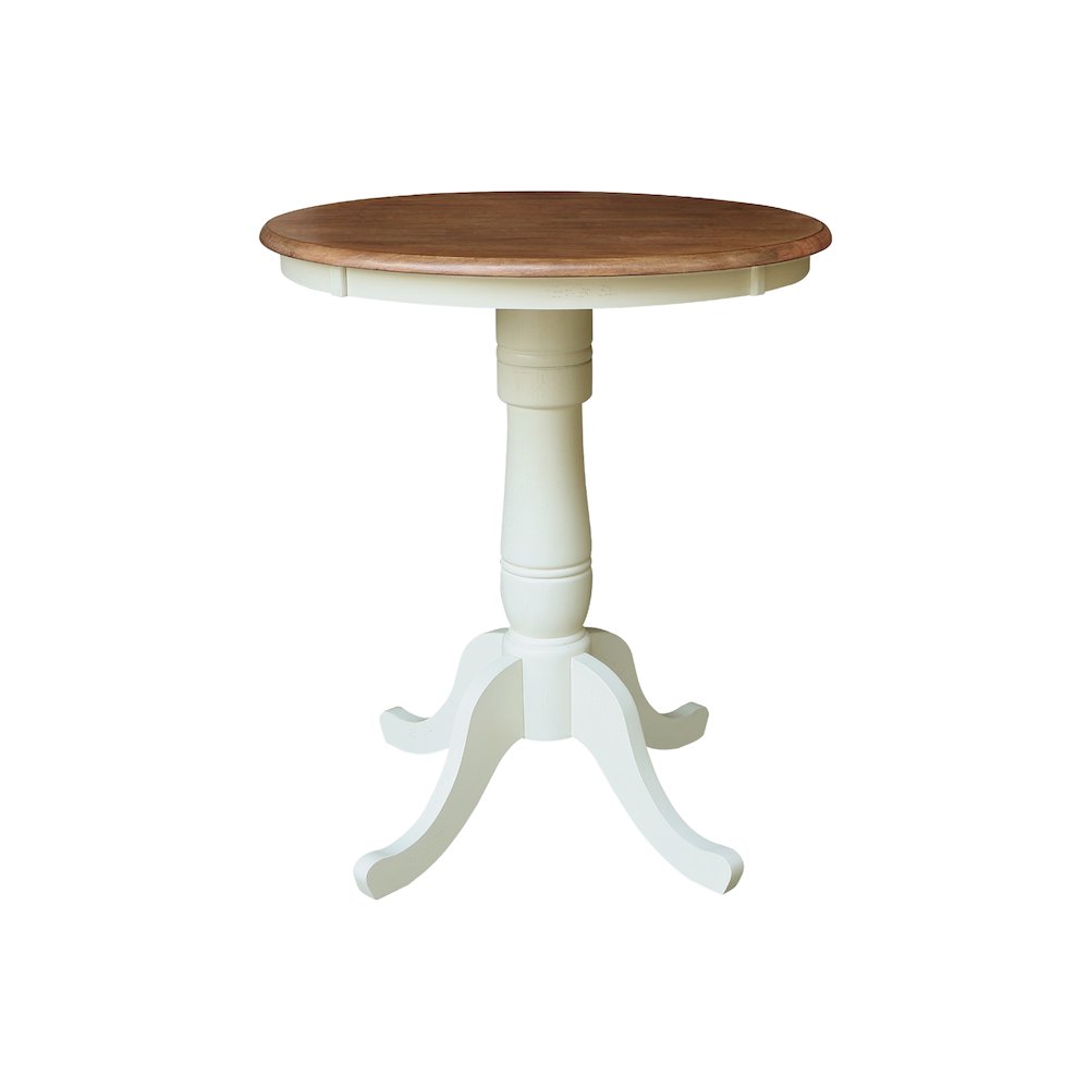 30" Round Pedestal Gathering Height Table With 2 Emily Counter Height Stools. Picture 3