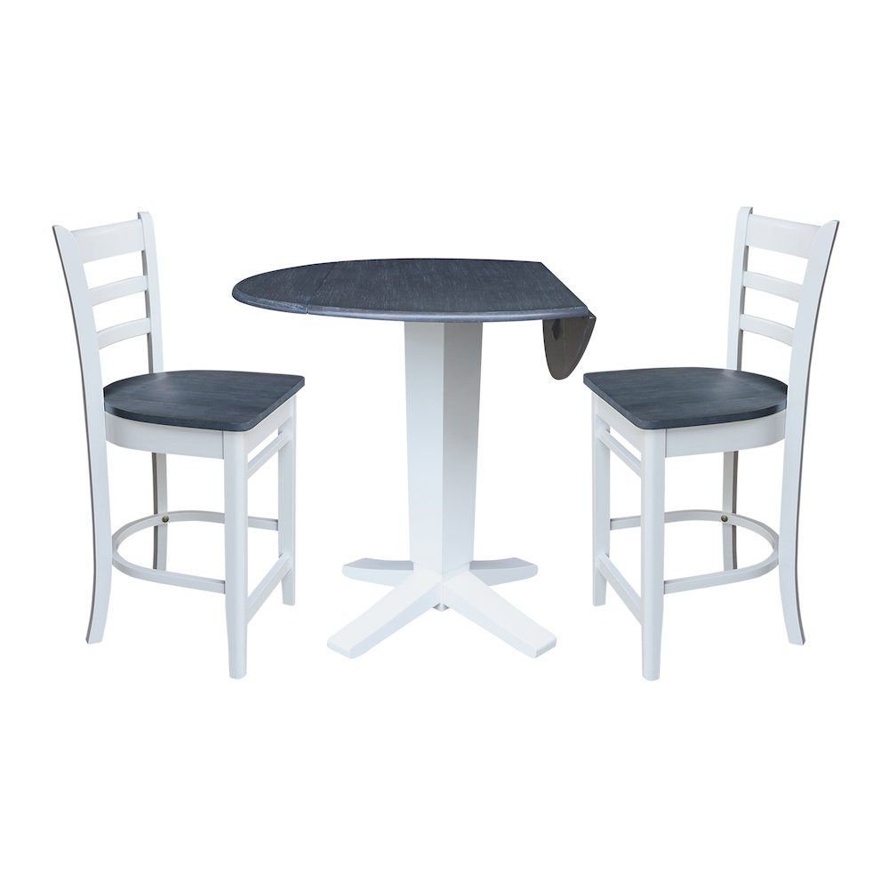 42" Round Drop Leaf Table with Two Stools. Picture 2