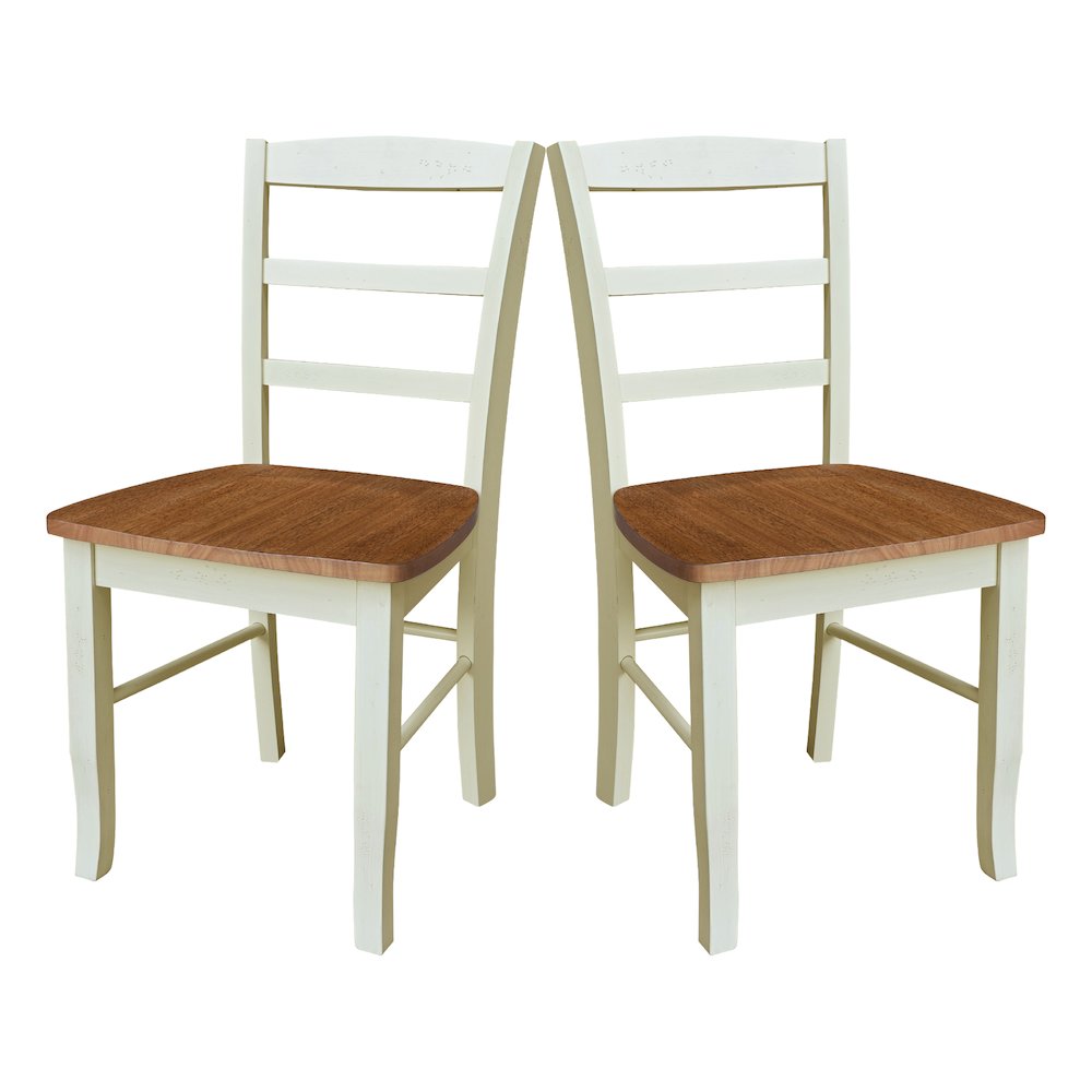 Set of Two Madrid Ladderback Dining Chairs, Hickory/Shell. Picture 1