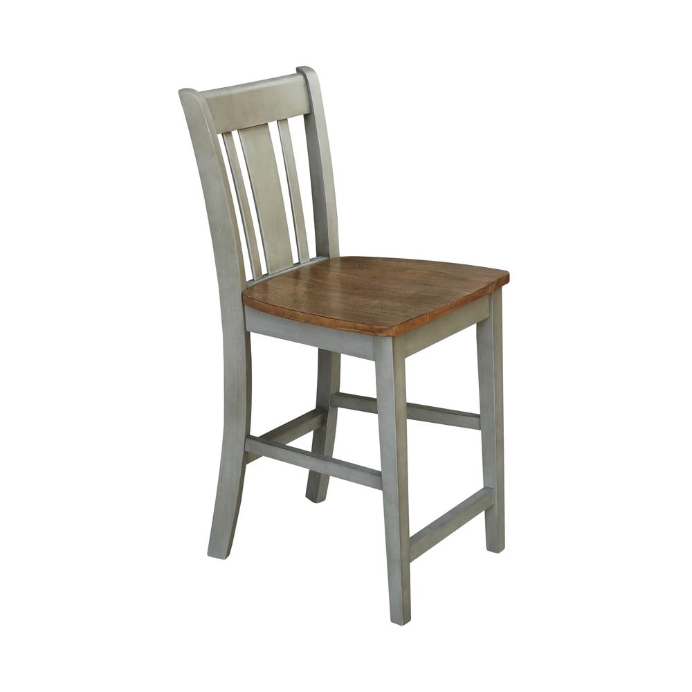 San Remo Counterheight Stool - 24" Seat Height, Hickory/Stone. Picture 4