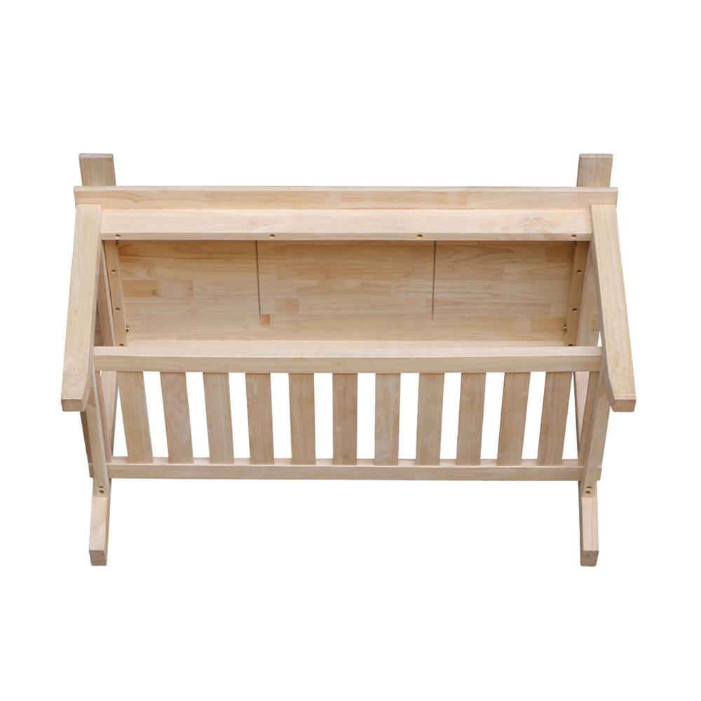 Double X-Back Bench With Arms and Shelf, Unfinished. Picture 4