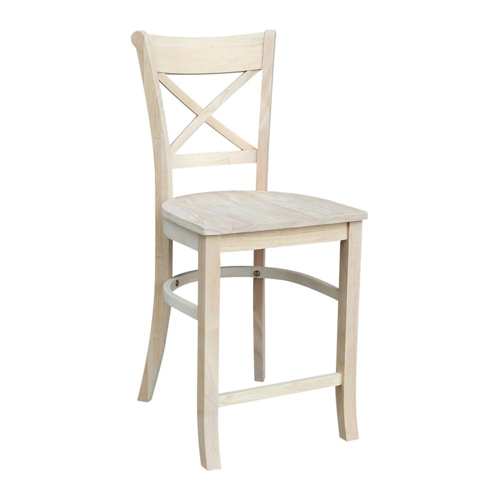 Charlotte Counter height Stool - 24" Seat Height, Unfinished. Picture 4