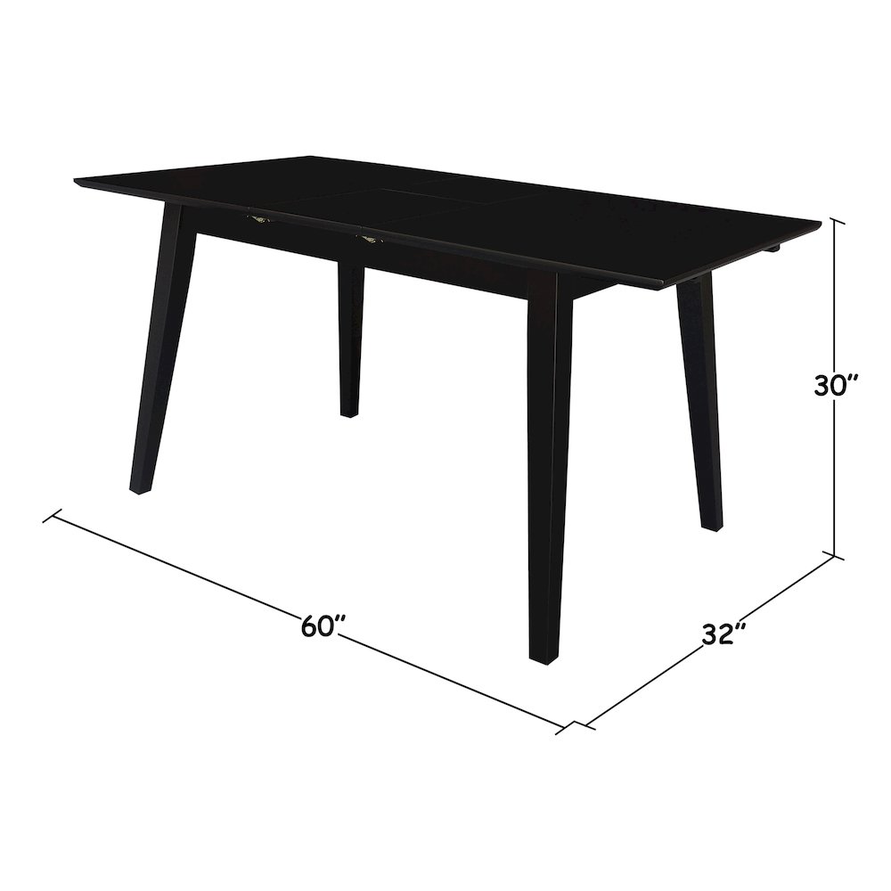 60" Butterfly Extension Dining Table, Black Contemporary Kitchen Table. Picture 4