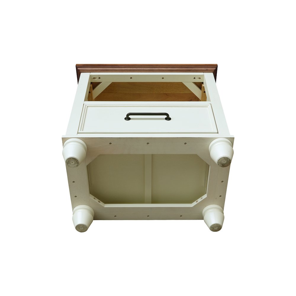 Solid Wood 1-Drawer Nightstand, Hickory and Shell Two-Tone Bedside Table. Picture 9